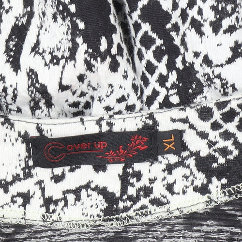 Cover Up Womens Black White Animal Print Tunic Blouse XL