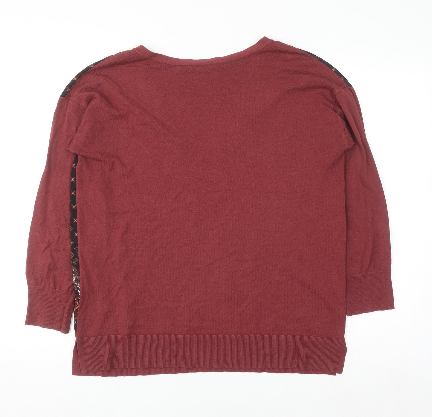 Oasis Womens Red Geometric Tunic Blouse M Viscose 3/4 Sleeve