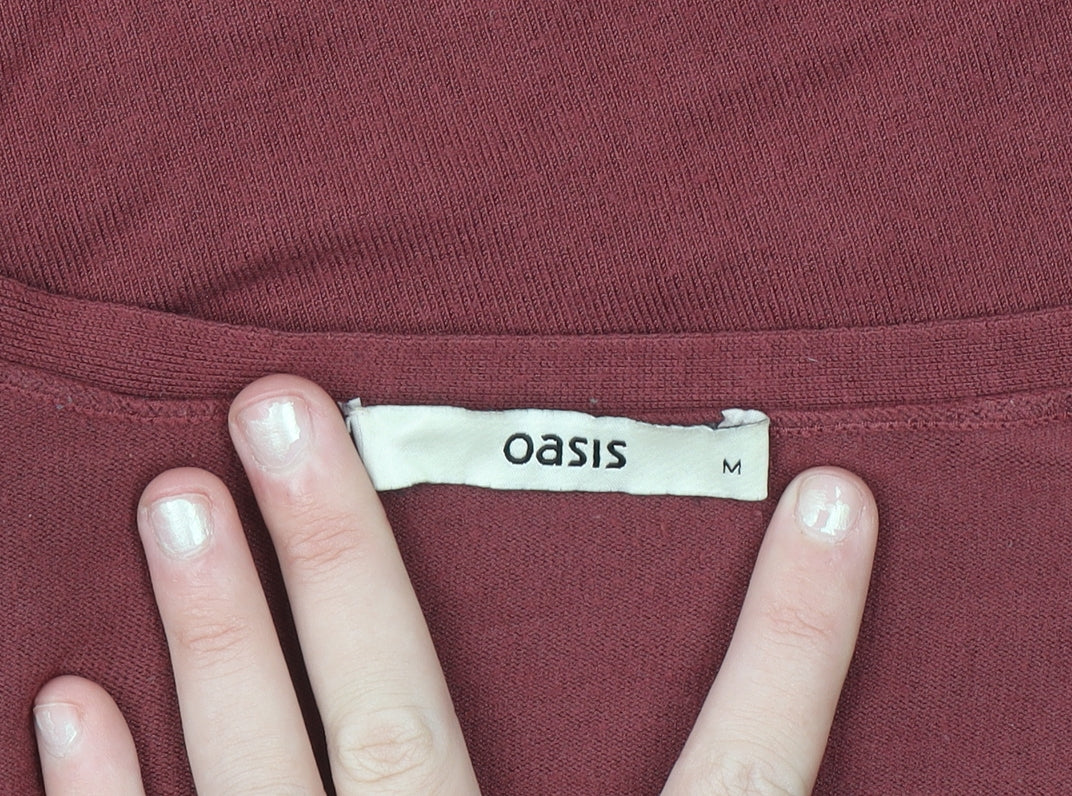 Oasis Womens Red Geometric Tunic Blouse M Viscose 3/4 Sleeve