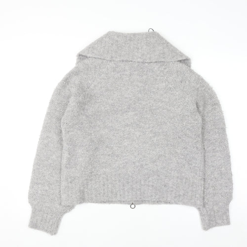 Marks and Spencer Women’s Grey Collared Full Zip Wool Blend Jumper Size M