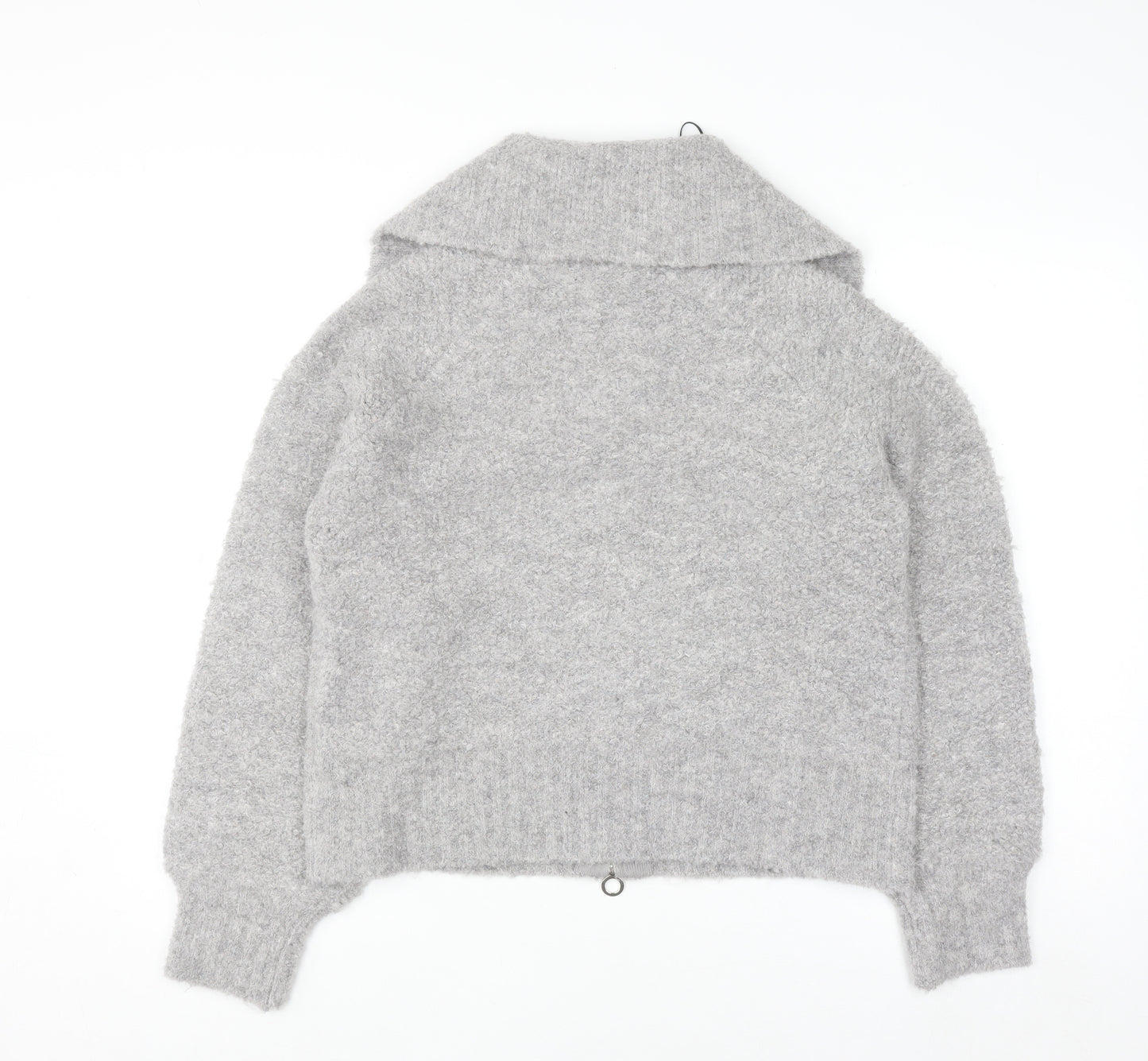 Marks and Spencer Women’s Grey Collared Full Zip Wool Blend Jumper Size M