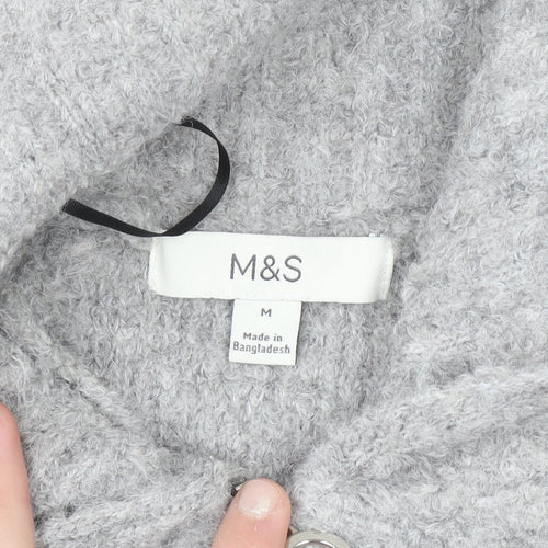 Marks and Spencer Women’s Grey Collared Full Zip Wool Blend Jumper Size M