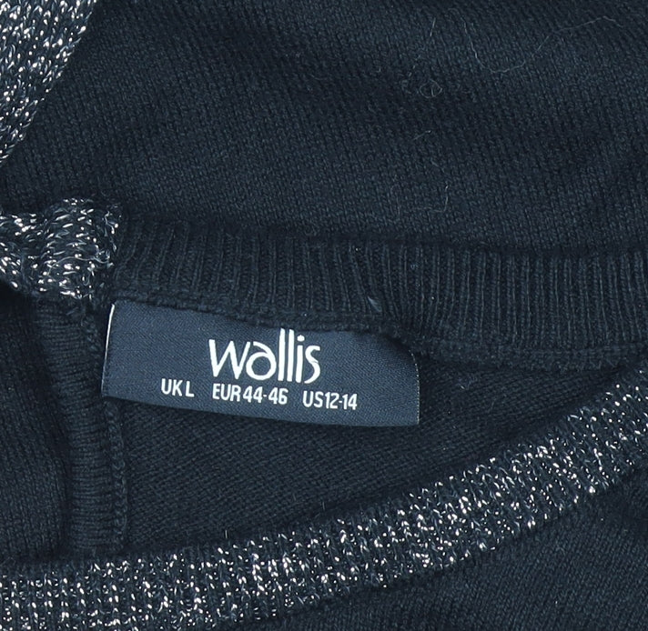 Wallis Womens Black L Knit Christmas Beaded Tree Top Size L