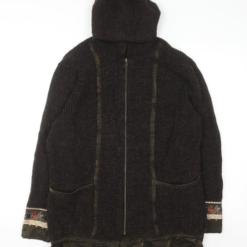 Bleu Blanc Rouge Men's Brown Wool Hooded Full Zip Jumper M