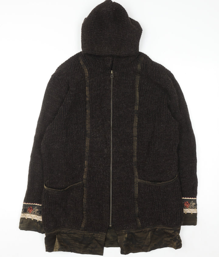 Bleu Blanc Rouge Men's Brown Wool Hooded Full Zip Jumper M