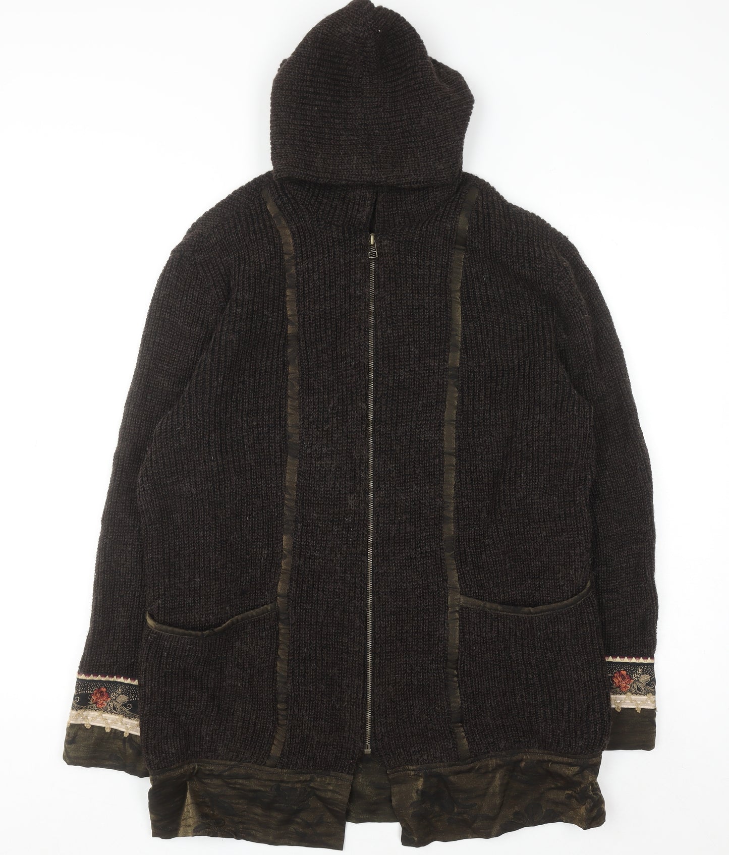Bleu Blanc Rouge Men's Brown Wool Hooded Full Zip Jumper M