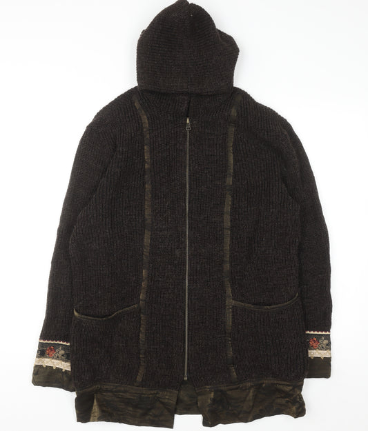 Bleu Blanc Rouge Men's Brown Wool Hooded Full Zip Jumper M