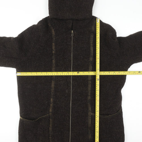 Bleu Blanc Rouge Men's Brown Wool Hooded Full Zip Jumper M
