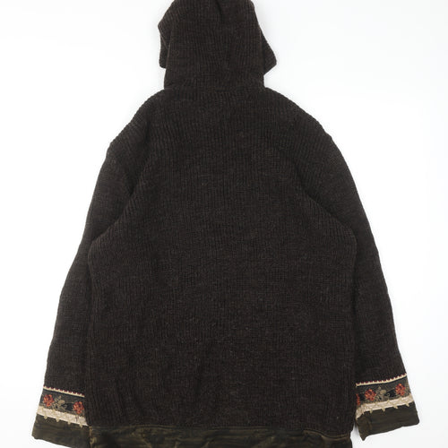 Bleu Blanc Rouge Men's Brown Wool Hooded Full Zip Jumper M