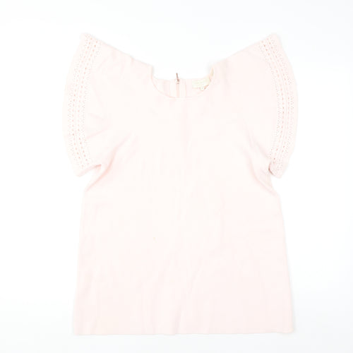 Ted Baker Women's Pink Cotton Flutter Sleeve Blouse Size 12