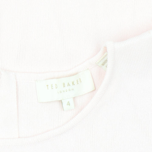 Ted Baker Women's Pink Cotton Flutter Sleeve Blouse Size 12