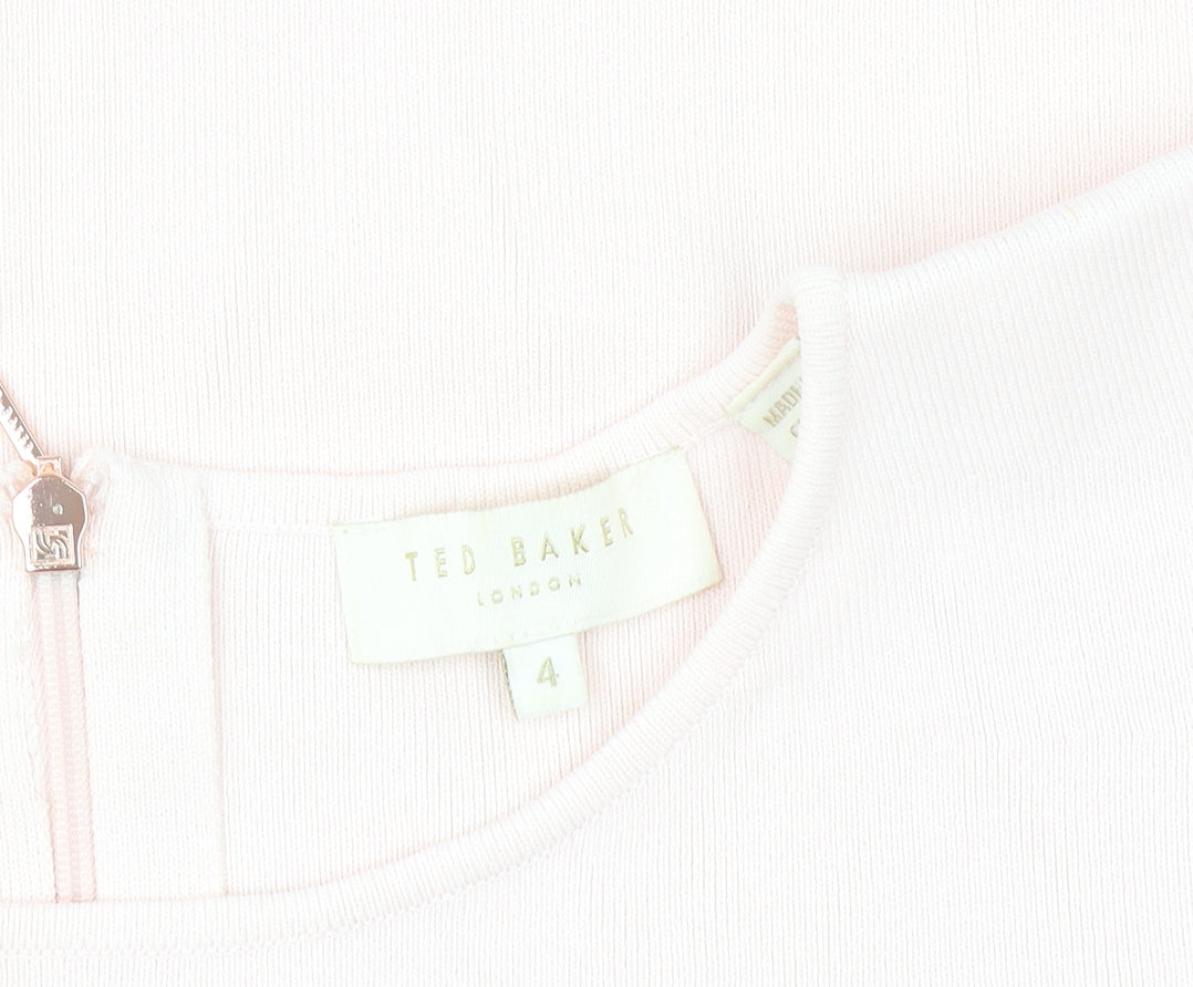 Ted Baker Women's Pink Cotton Flutter Sleeve Blouse Size 12