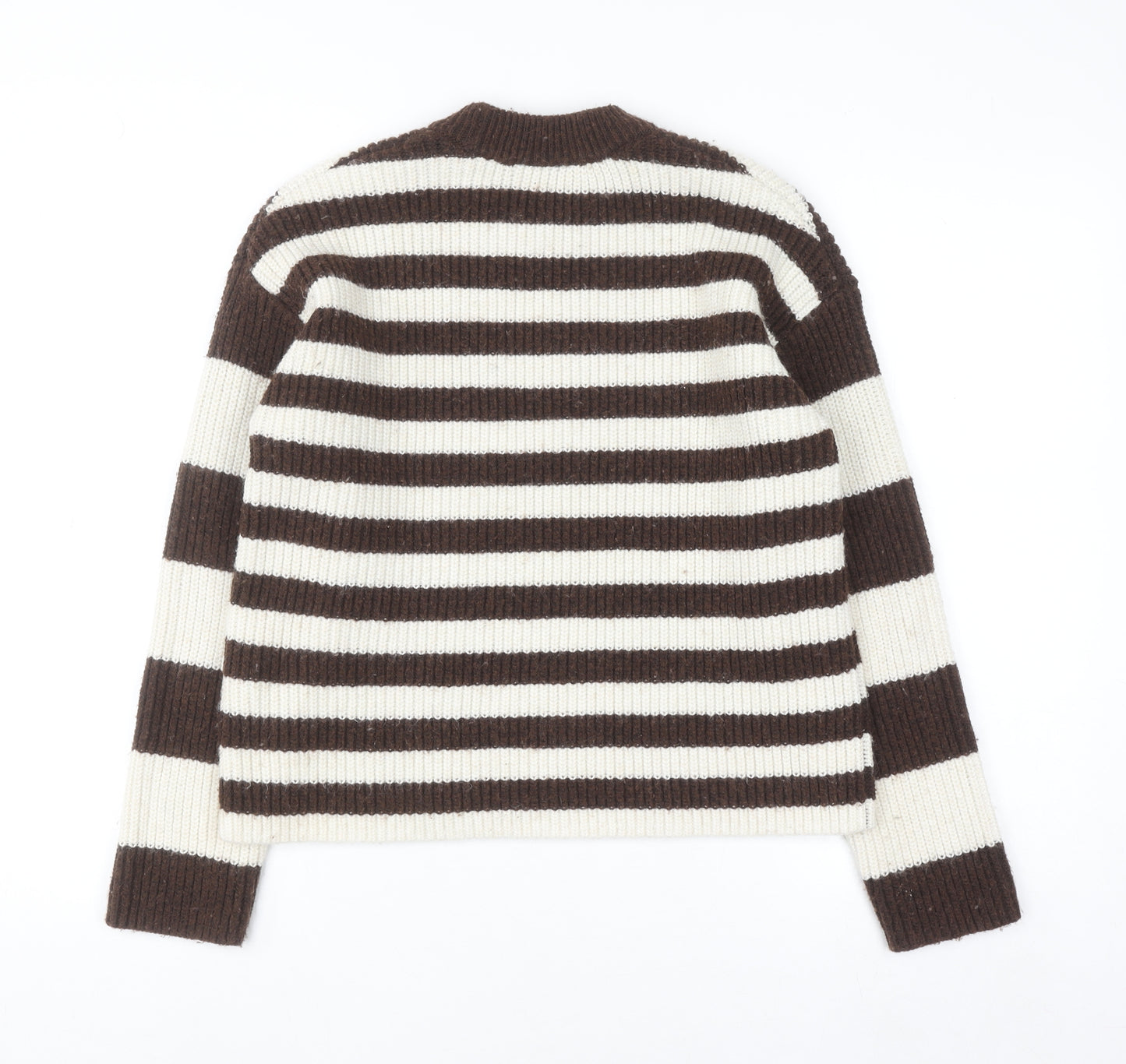 Monki Womens Brown Striped Crew Neck Knit Jumper XS