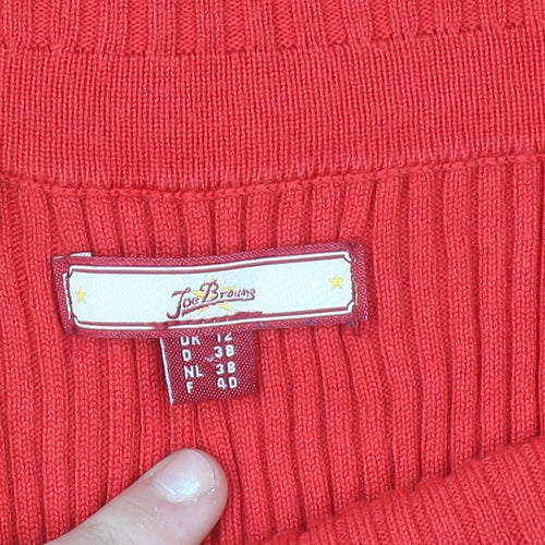 Joe Browns Women Red Off Shoulder Knit Top Size 12