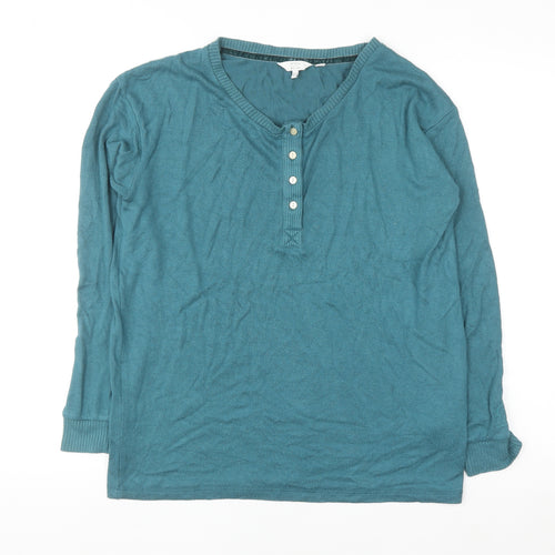 FatFace Women's Blue Henley Jumper UK 8 Long Sleeve Viscose Blend