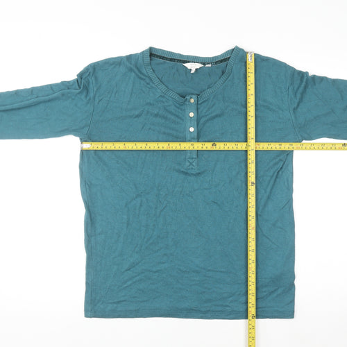 FatFace Women's Blue Henley Jumper UK 8 Long Sleeve Viscose Blend