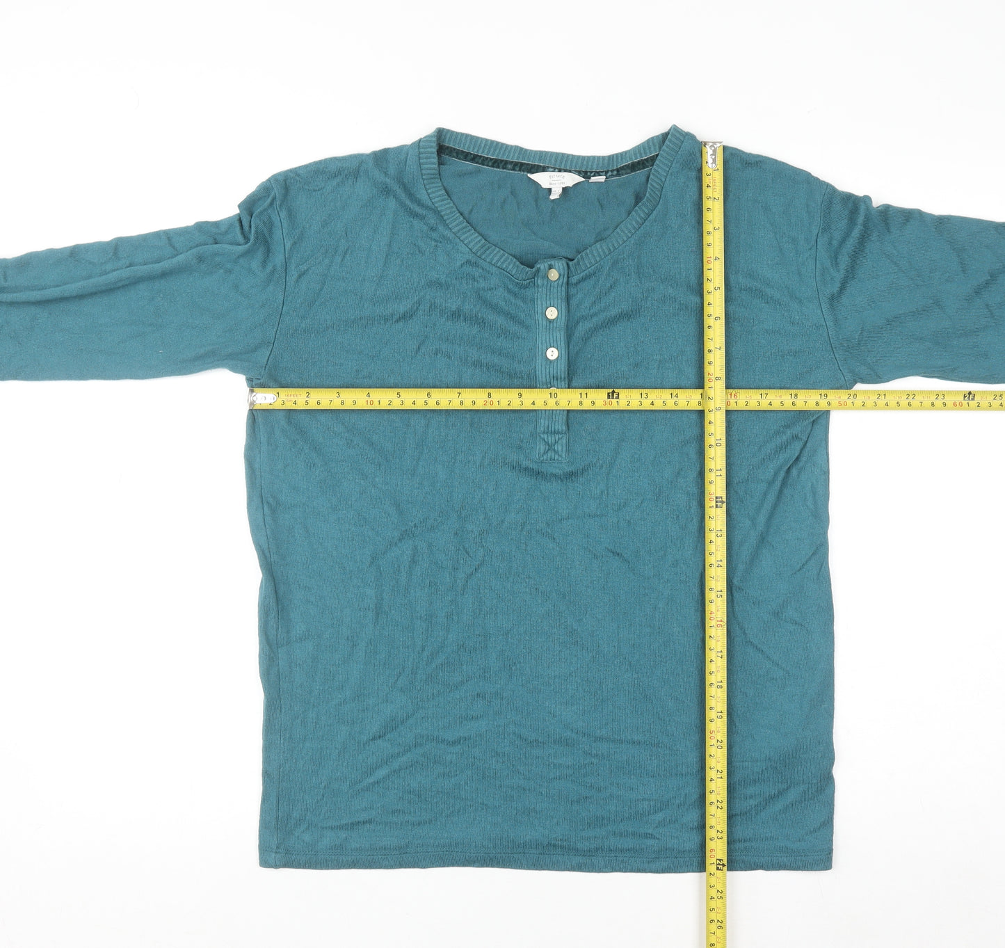 FatFace Women's Blue Henley Jumper UK 8 Long Sleeve Viscose Blend
