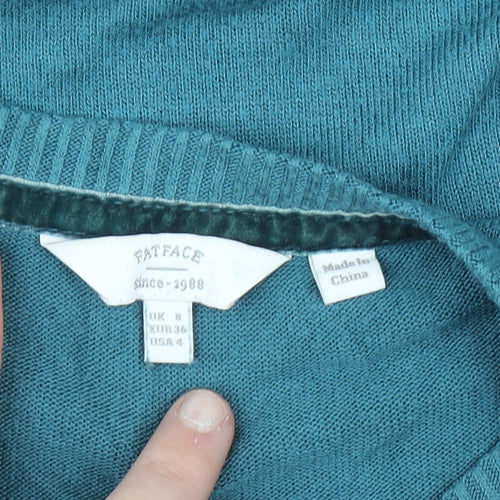 FatFace Women's Blue Henley Jumper UK 8 Long Sleeve Viscose Blend