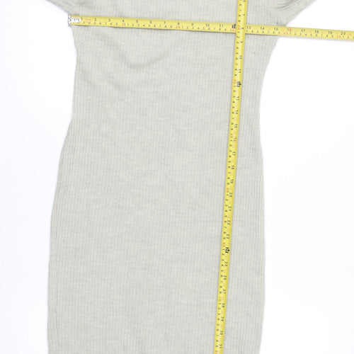Glamorous Women’s Beige Knit Bodycon Midi Roll Neck Dress M