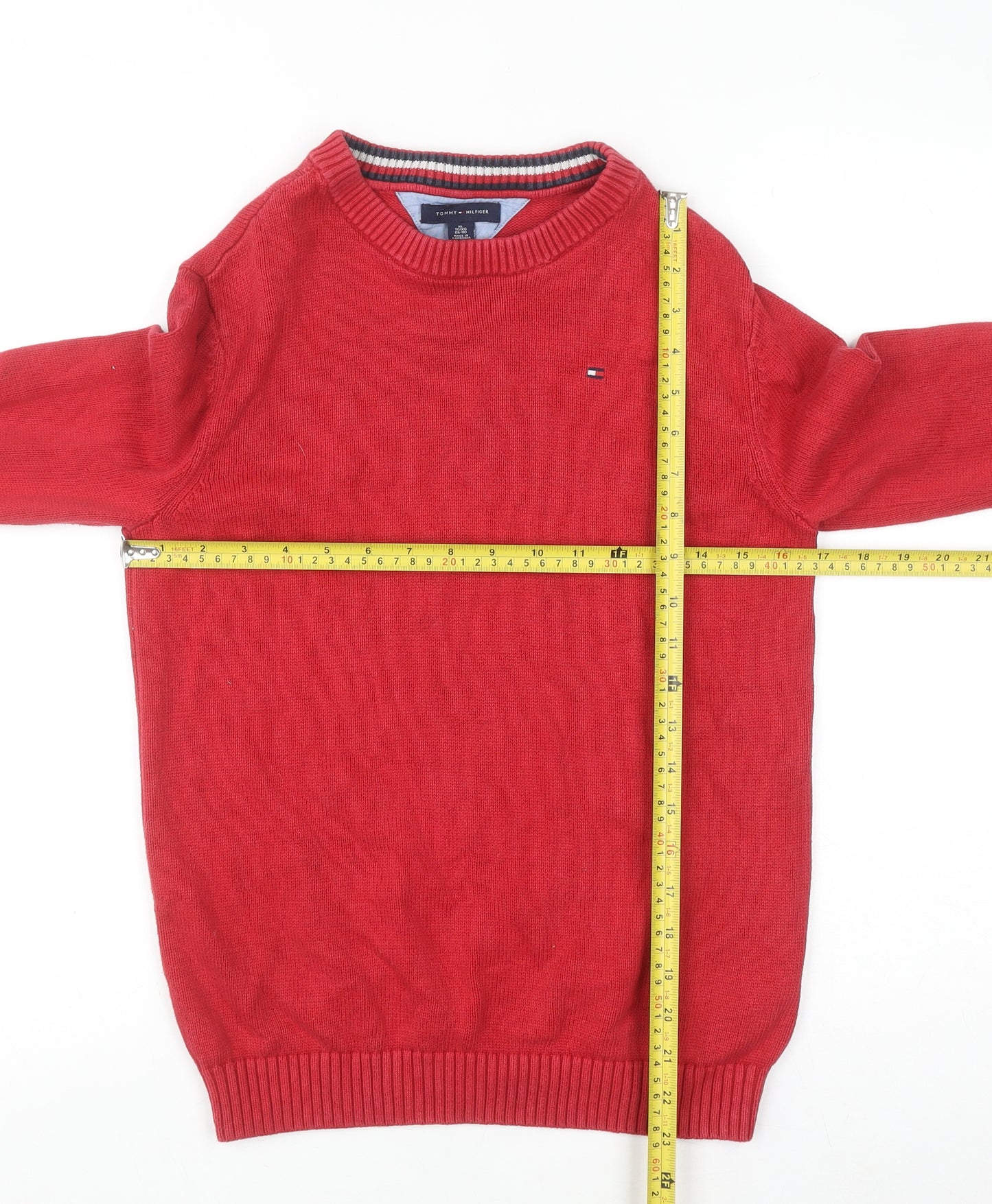 Tommy Hilfiger Women Red Cotton Crew Neck Pullover Jumper XL