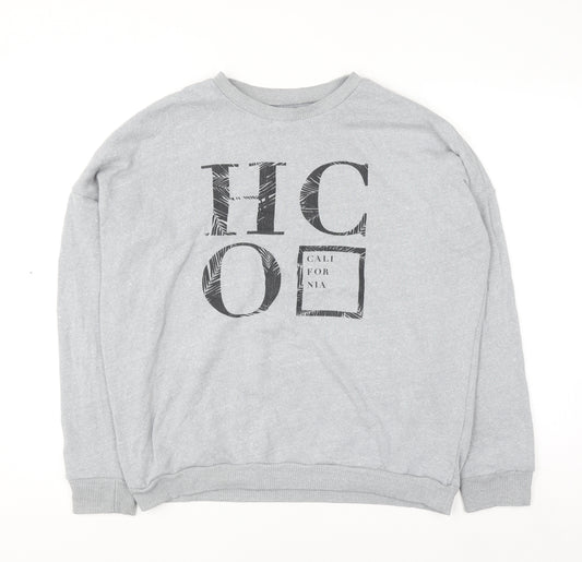 Hollister Women Grey Medium Pullover Sweatshirt Crew Neck California Print