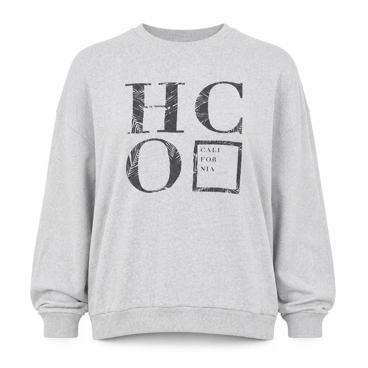 Hollister Women Grey Medium Pullover Sweatshirt Crew Neck California Print
