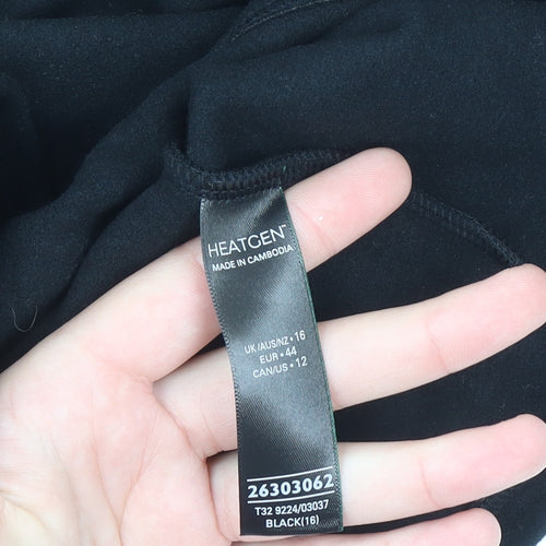 Marks and Spencer Womens Black Long Sleeve Thermal Top Size 16
