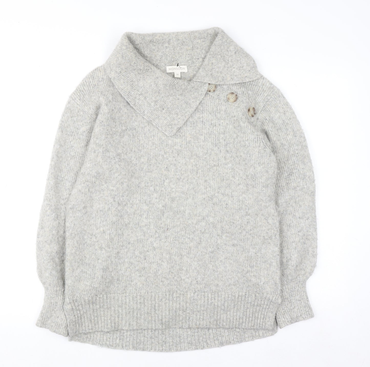 Monsoon Women’s Grey Collared Pullover Knit Jumper M