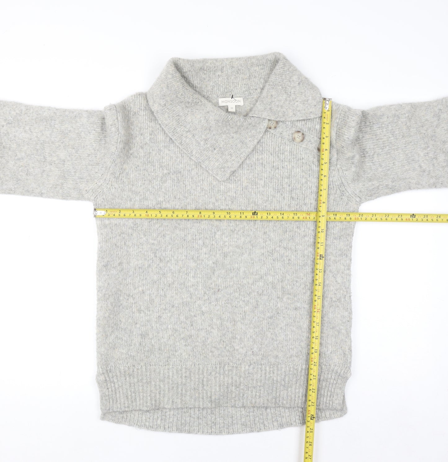 Monsoon Women’s Grey Collared Pullover Knit Jumper M