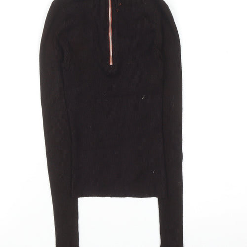 AllSaints Women's Brown Slim Fit Cropped Knit Top Size S
