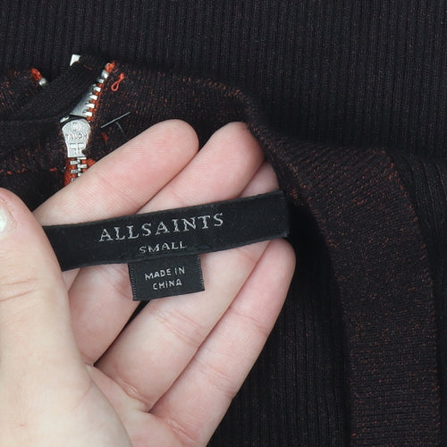 AllSaints Women's Brown Slim Fit Cropped Knit Top Size S