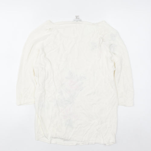 Prestige Elegance Women's Ivory Floral Embroidered 3/4 Sleeve Blouse Size 18