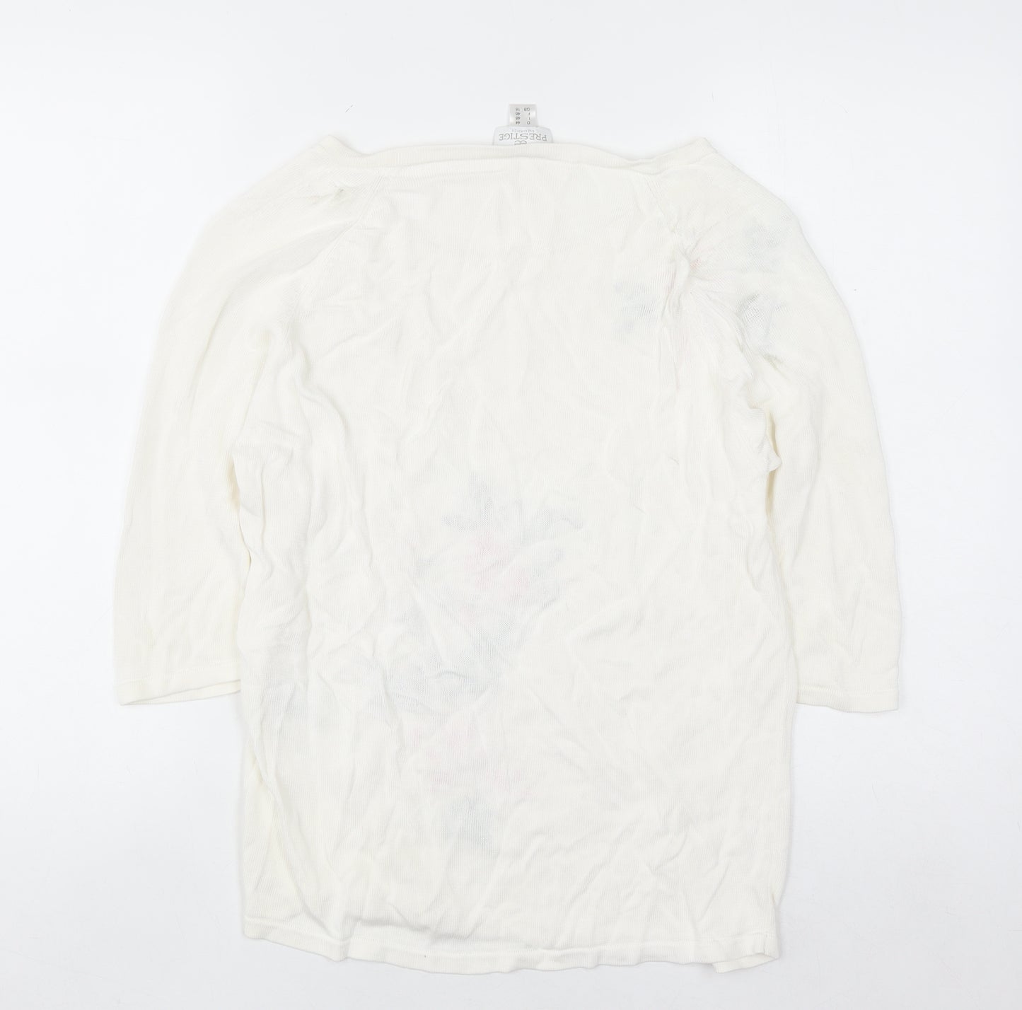 Prestige Elegance Women's Ivory Floral Embroidered 3/4 Sleeve Blouse Size 18