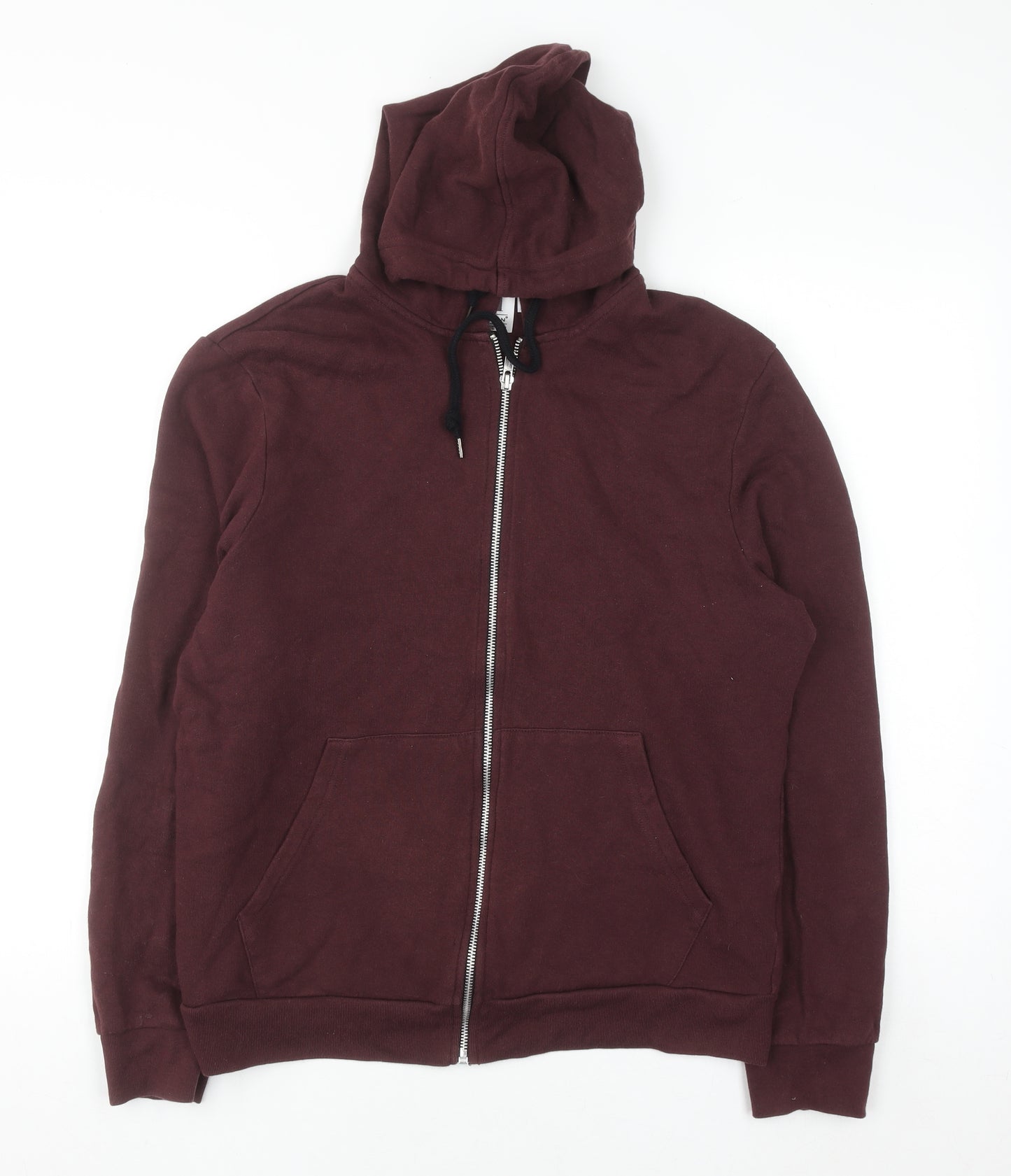 Topman Mens Brown Medium Full Zip Hoodie Cotton Long Sleeve