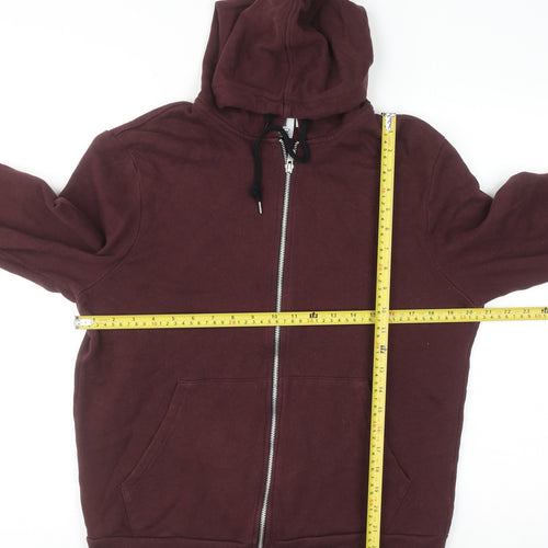 Topman Mens Brown Medium Full Zip Hoodie Cotton Long Sleeve