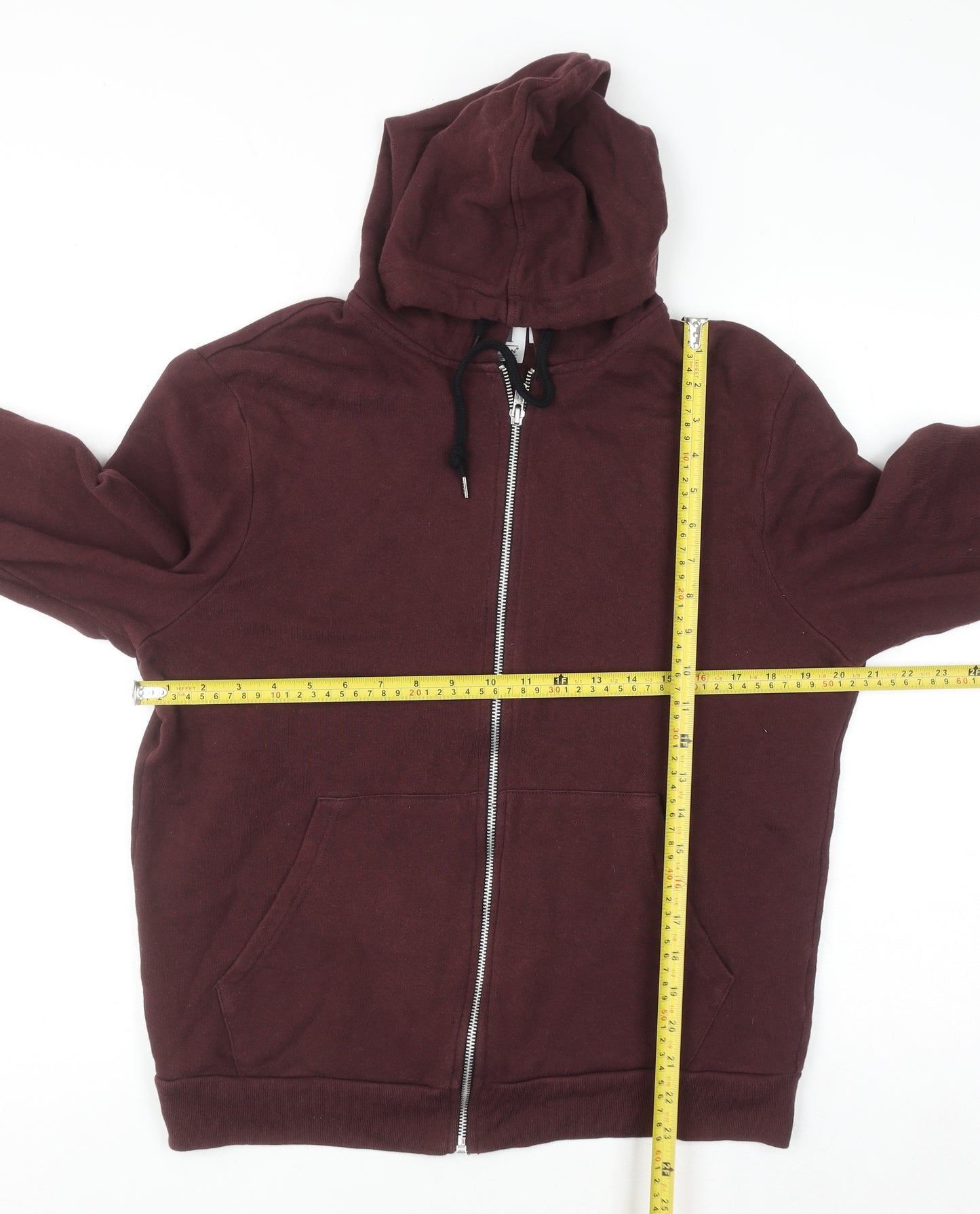 Topman Mens Brown Medium Full Zip Hoodie Cotton Long Sleeve