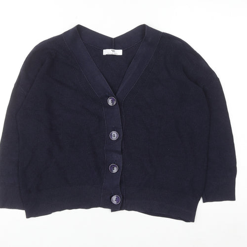 Petite Amalie Women's Navy Cotton Cardigan Size 14 V-Neck Button Front