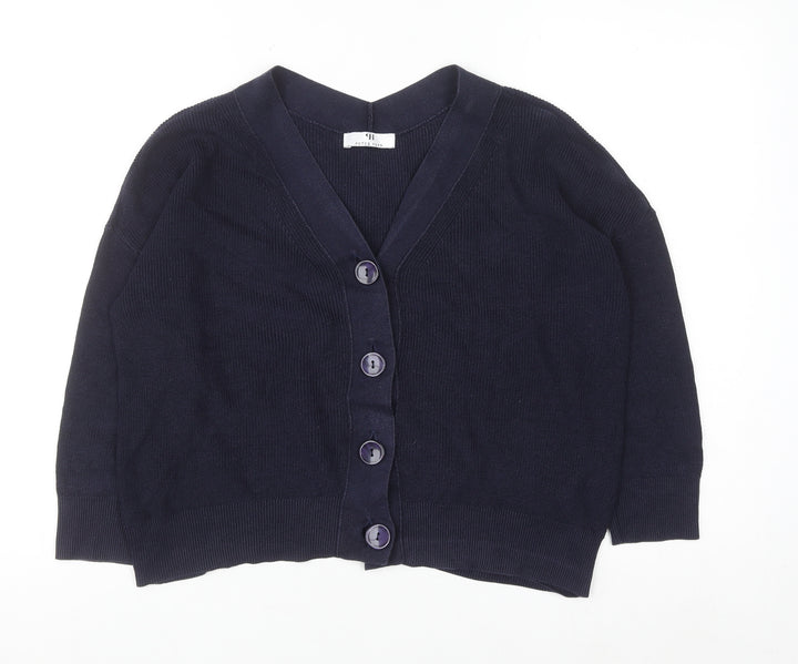 Petite Amalie Women's Navy Cotton Cardigan Size 14 V-Neck Button Front