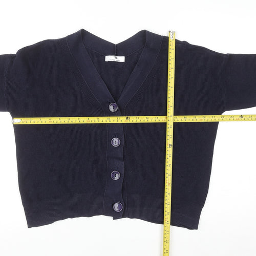 Petite Amalie Women's Navy Cotton Cardigan Size 14 V-Neck Button Front