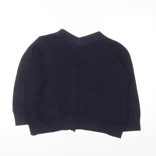 Petite Amalie Women's Navy Cotton Cardigan Size 14 V-Neck Button Front