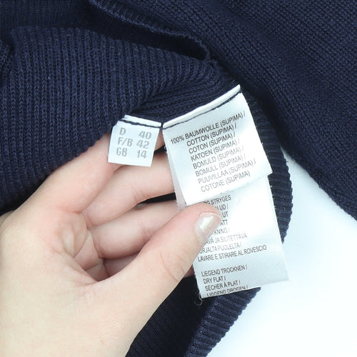 Petite Amalie Women's Navy Cotton Cardigan Size 14 V-Neck Button Front