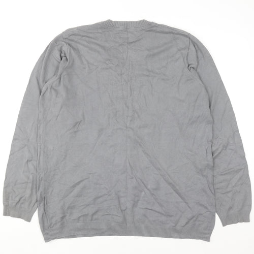 Adidas Mens Grey XL V-Neck Cotton Knit Pullover Jumper
