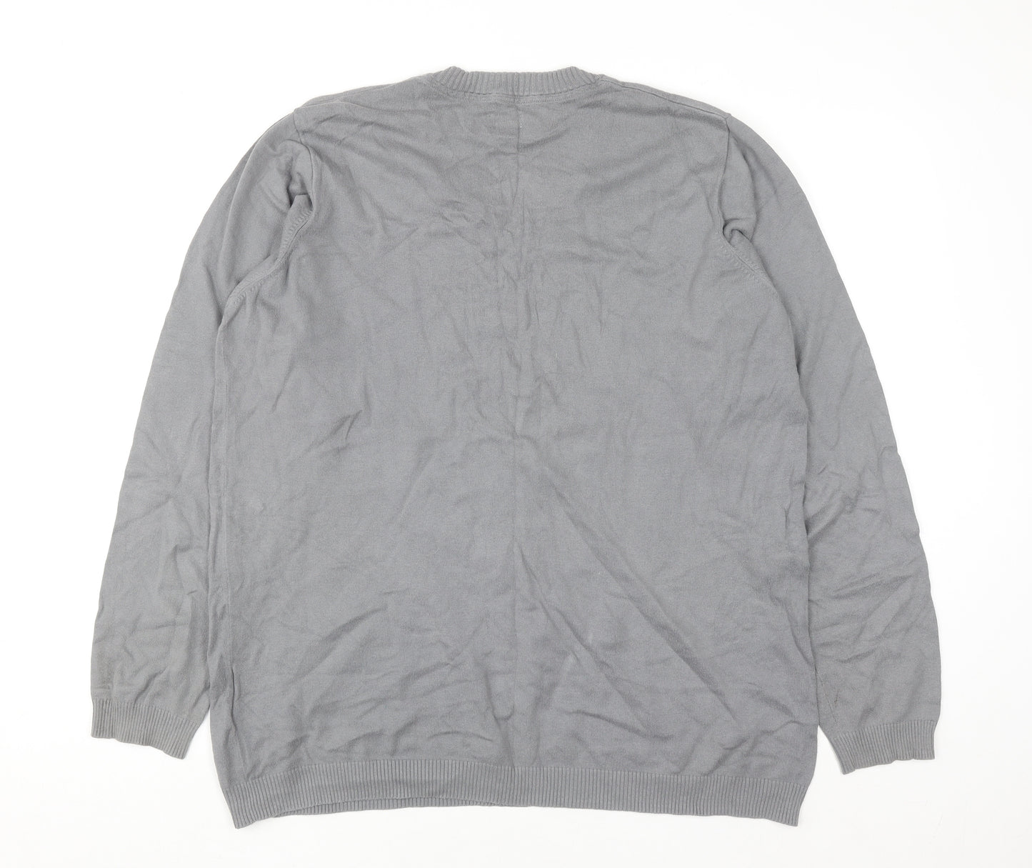 Adidas Mens Grey XL V-Neck Cotton Knit Pullover Jumper