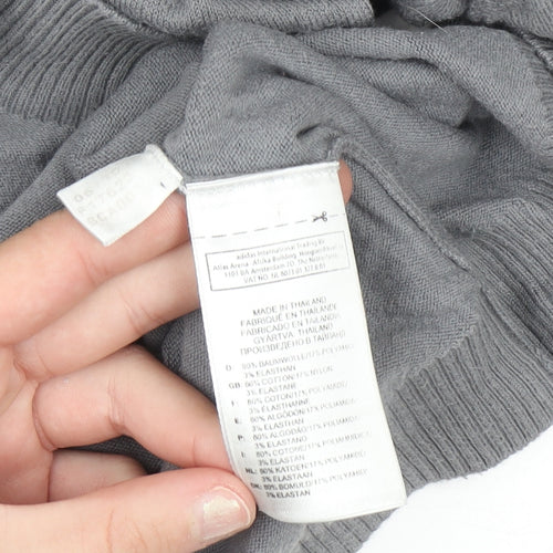 Adidas Mens Grey XL V-Neck Cotton Knit Pullover Jumper