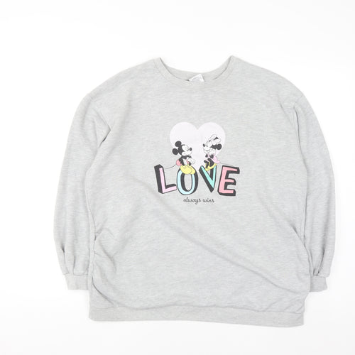 Disney Tu Women Grey Mickey & Minnie Sweatshirt Size 14 Pullover