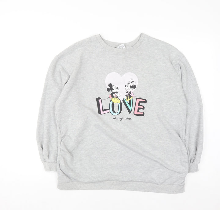 Disney Tu Women Grey Mickey & Minnie Sweatshirt Size 14 Pullover