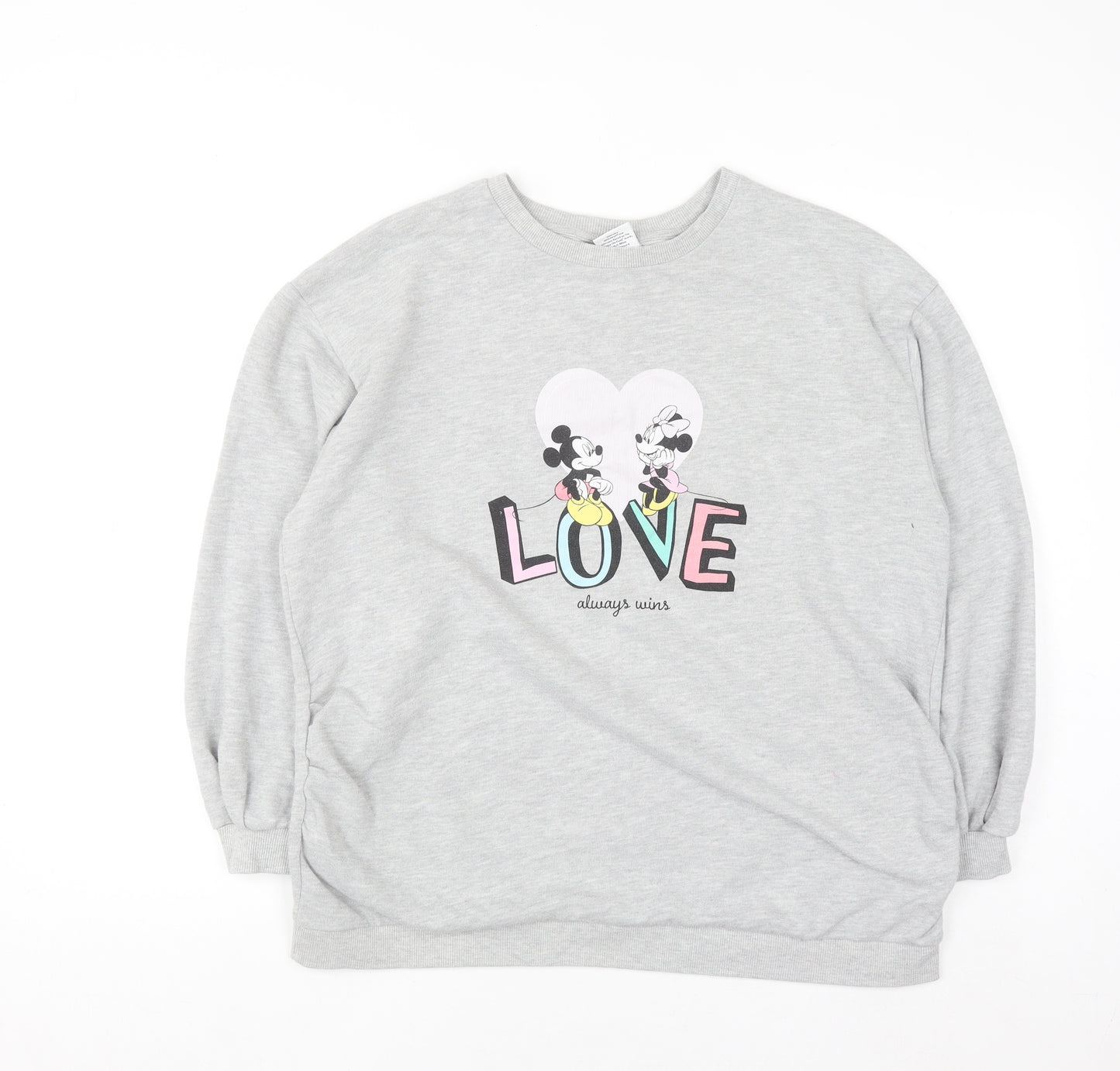 Disney Tu Women Grey Mickey & Minnie Sweatshirt Size 14 Pullover