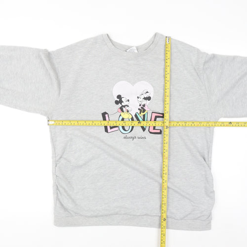 Disney Tu Women Grey Mickey & Minnie Sweatshirt Size 14 Pullover