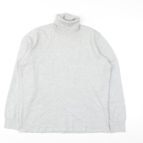 Golléhaug Women Grey Roll Neck Merino Wool Blend Jumper Size 12