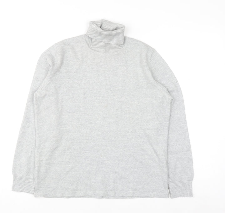 Golléhaug Women Grey Roll Neck Merino Wool Blend Jumper Size 12